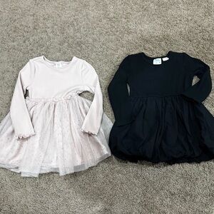 Elegant Kids Long Sleeve Dress Set - Pink & Black